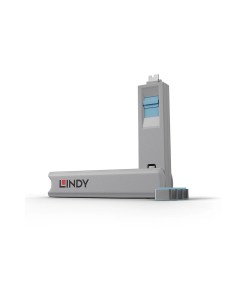 Lindy USB Type C Port Blocker Key - Pack of 4 Blockers, Blue