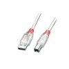 Lindy 1m USB 2.0 Cable - Type A to B, Transparent