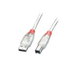 Lindy 1m USB 2.0 Cable - Type A to B, Transparent