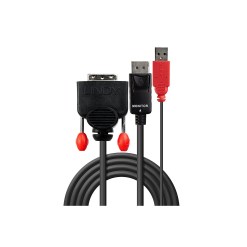 Lindy 0.5m DVI-D (with USB) to DP Active Adapter Cable, Black - image 2