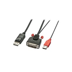 Lindy 3m DVI-D (with USB) to DP Active Adapter Cable, Black