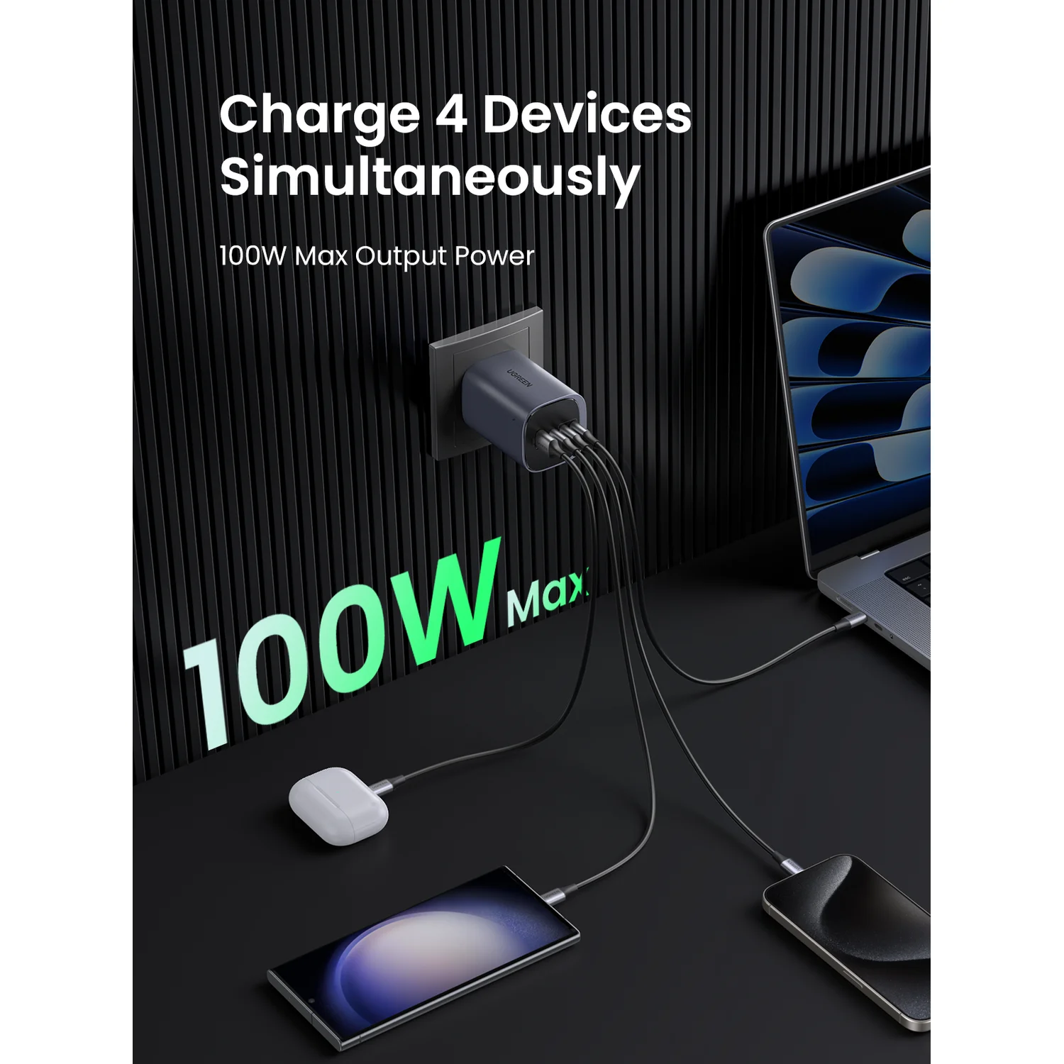 Ugreen NEXODE S 100W GAN CHARGER Mobile computer, Mobile phone, Laptop, Power bank, Tablet, Wearables AC Indoor - image 4