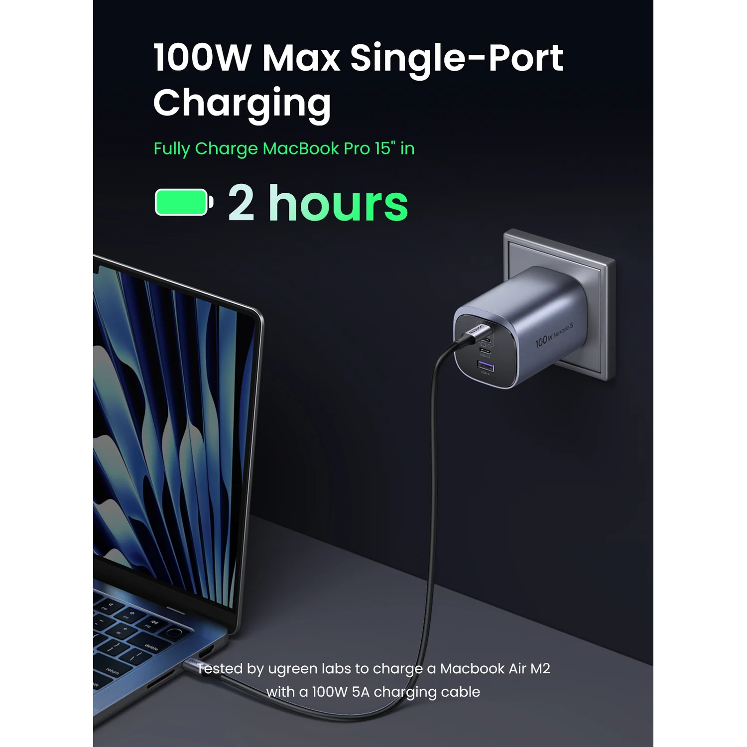 Ugreen NEXODE S 100W GAN CHARGER Mobile computer, Mobile phone, Laptop, Power bank, Tablet, Wearables AC Indoor - image 6
