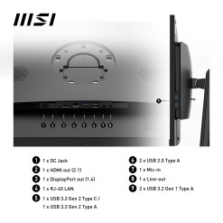 MSI Pro AP272P 14M Intel Core i7 14700 All in One PC, (16GB RAM, 1TB SSD, Windows 11PRO), 27 Inch IPS Screen/UHD Graphics/Type-C/USB/LAN/HDMI/DP/WiFi 6E/BT 5.3/VESA - image 2