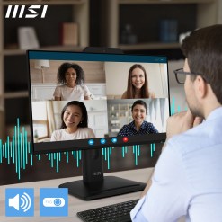 MSI Pro MP242PMG 23.8 Inch Monitor, FHD (1920 x 1080), 120Hz, IPS, 1ms, 1x HDMI 1.4b, 1x DP 1.2a, 1x D-Sub(VGA), 2xUSB 5Gbps Type-A, 1x USB 5Gbps Type-B, Built-in Speakers, Webcam, Anti-Glare, Anti-Flicker, Less Blue light, TÜV Certified, VESA, Kensington, Black - image 3