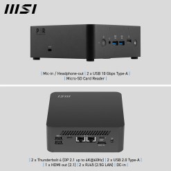 MSI Cubi NUC AI+ 2MG Intel Core Ultra 9 288V, Desktop PC, NUC, SFF, Mini Computer, HTPC, (32GB RAM, 1TB Storage, Windows 11 PRO NextGen Premium), Intel Arc Graphics/Embedded DDR5/Dual ThunderBolt 4/HDMI/Dual LAN/WiFi 6E/BT 5.3/VESA - image 3