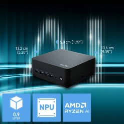 MSI Cubi Z AI 8M AMD Ryzen 5 8645HS Barebone, NUC, USFF, Mini Computer, HTPC (NO RAM, NO Storage, NO OS), AMD Radeon Graphics/DDR5/Dual ThunderBolt 4/Dual HDMI/Dual LAN/WiFi 6E/BT 5.3/VESA - image 3