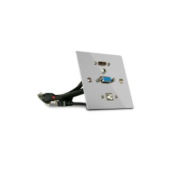 Lindy Single Gang VGA, HDMI, USB and Audio Wall Plate, Metal