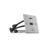 Lindy Single Gang HDMI, DP and USB Wall Plate, Metal