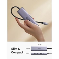 Ugreen CM511 5-in-1 Adapter USB-C Hub to 3x USB3.0 + HDMI + TF/SD Gray - image 6