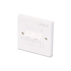 Lindy CAT6 Single Wall Plate with 2 x Angled RJ-45 Shuttered Socket, Unshielded