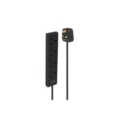 Lindy 2m 4-Way UK Mains Power Extension, Black