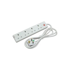 Lindy 5m 4-Way UK Mains Power Extension, White