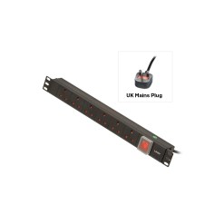 Lindy 1U 6 Way UK Sockets, Horizontal PDU with UK Plug