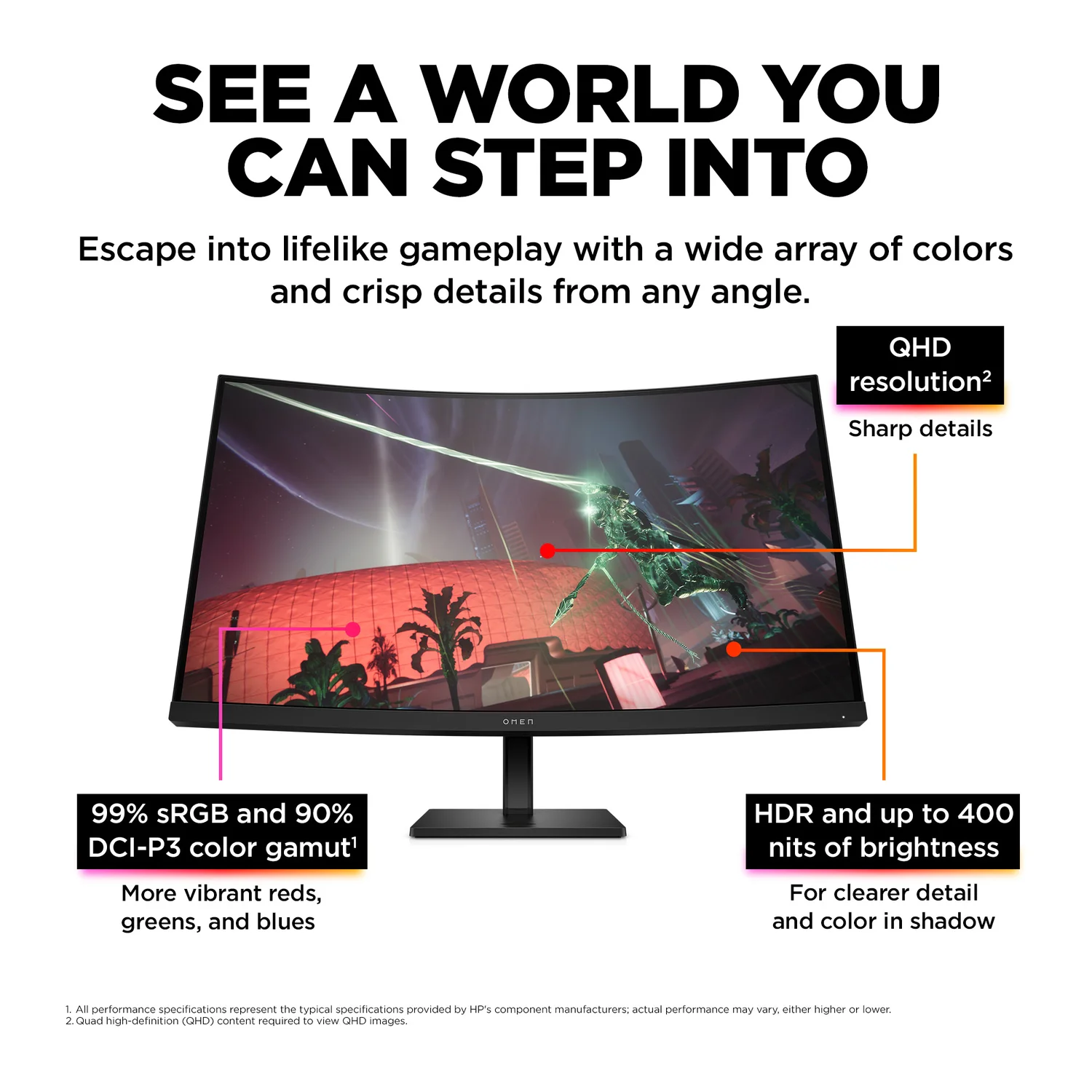 HP OMEN by HP 31.5 inch QHD 165Hz Curved Gaming Monitor - OMEN 32c - image 8