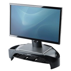Fellowes Computer Monitor Stand with 3 Height Adjustments - Smart Suites Monitor Riser Plus with Storage Area - Ergonomic Adjustable Monitor Stand for Computers - Max Weight 10KG/Max Size 21