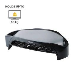 Fellowes Computer Monitor Stand with 3 Height Adjustments - Smart Suites Monitor Riser Plus with Storage Area - Ergonomic Adjustable Monitor Stand for Computers - Max Weight 10KG/Max Size 21