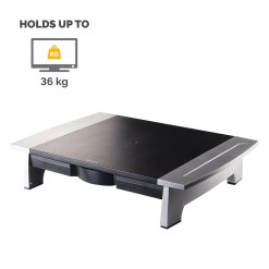Fellowes Computer Monitor Stand with 5 Height Adjustments - Office Suites Monitor Riser with Storage Tray - Ergonomic Adjustable Monitor Stand for Computers - Max Weight 36KG/Max Size 28