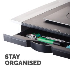 Fellowes Computer Monitor Stand with 5 Height Adjustments - Office Suites Monitor Riser with Storage Tray - Ergonomic Adjustable Monitor Stand for Computers - Max Weight 36KG/Max Size 28