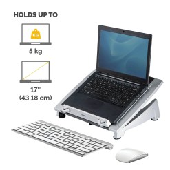 Fellowes Laptop Stand for Desk - Office Suites Plus Adjustable Laptop Stand for the Home and Office - Laptop Riser with 5 Height Adjustments - Max Monitor Size 17