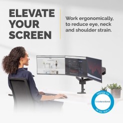 Fellowes Platinum Series Triple Monitor Arm - Monitor Mount for Three 7KG 27 Inch Screens - Adjustable Triple Monitor Desk Mount - Tilt 45° Pan 180° Swivel 360° Rotation 360°, VESA 75 x 75/100 x 100 - Black - image 2