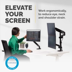 Fellowes Platinum Series Dual Stacking Monitor Arm - Monitor Mount for Two 8KG 27 Inch Screens - Adjustable Dual Monitor Desk Mount - Tilt 45° Pan 180° Swivel 360° Rotation 360°, VESA 75 x 75/100 x 100 - Black - image 2