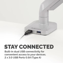 Fellowes Platinum Series Monitor Arm - Monitor Mount for 8KG 40 Inch Screens - Adjustable Monitor Desk Mount - Tilt 45° Pan 180° Swivel 360° Rotation 360°, VESA 75 x 75/100 x 100 - Silver - image 4