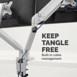 Fellowes Platinum Series Dual Monitor Arm - Monitor Mount for Two 8KG 40 Inch Screens - Adjustable Dual Monitor Desk Mount - Tilt 45° Pan 180ᵒ Swivel 360ᵒ Rotation 360ᵒ, VESA 75 x 75/100 x 100 - Silver - image 5