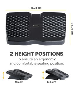 Fellowes Foot Rest Under Desk - Refresh Foot Support Ergonomic Foot Rest with 2 Height Adjustments & Massage Surface - Foot Rest Stool for Office & Home - Black