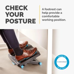 Fellowes Foot Rest Under Desk - Energizer Foot Support Ergonomic Foot Rest with 3 Height Adjustable Positions & Massage Textured Surface - Foot Rest Stool for Office & Home - Charcoal - image 2