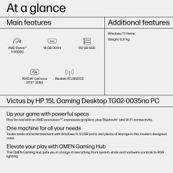 HP Victus by HP 15L TG02-0035na AMD Ryzen™ 5 5600G 16 GB DDR4-SDRAM 512 GB SSD NVIDIA GeForce RTX 3050 Windows 11 Home Tower PC Black - image 4