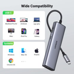 Ugreen USB-C to 2*USB3.0+HDMI+RJ 45+SD&TF+PD port Hub - image 7