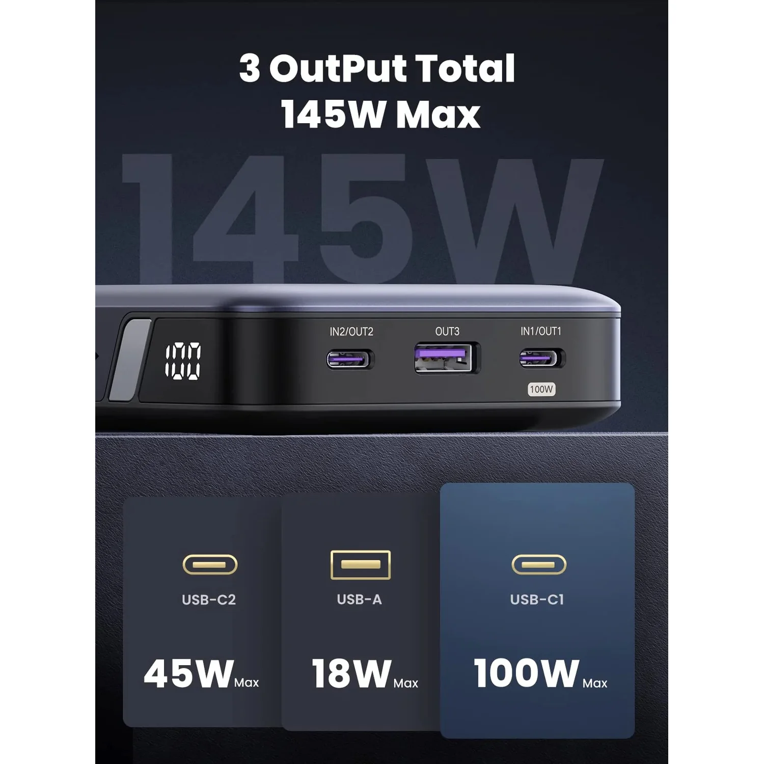 Ugreen 90597A power bank 25000 mAh Grey - image 2
