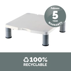 Fellowes Computer Monitor Stand with 3 Height Adjustments - Standard Monitor Riser with Cable Management - Ergonomic Adjustable Monitor Stand for Computers - Max Weight 27KG/Max Size 21