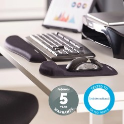 Fellowes Mouse Mat Wrist Support - PlushTouch Mouse Pad with Non Slip Rubber Base & Antibacterial Protection - Ergonomic Mouse Mat for Computer, Laptop, Home Office Use - Black - image 5