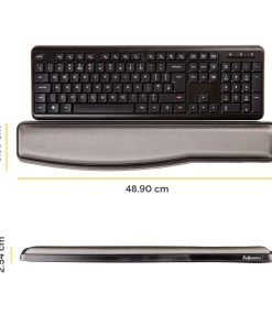 Fellowes Keyboard Wrist Rest - Premium Gel Wrist Rest with Non Skid Rubber Base - Adjustable Ergonomic Wrist Support for Computer, Laptop, Home Office Use - Black