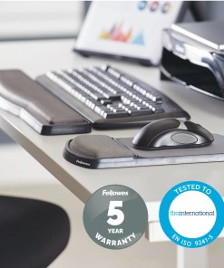 Fellowes Keyboard Wrist Rest - Premium Gel Wrist Rest with Non Skid Rubber Base - Adjustable Ergonomic Wrist Support for Computer, Laptop, Home Office Use - Black