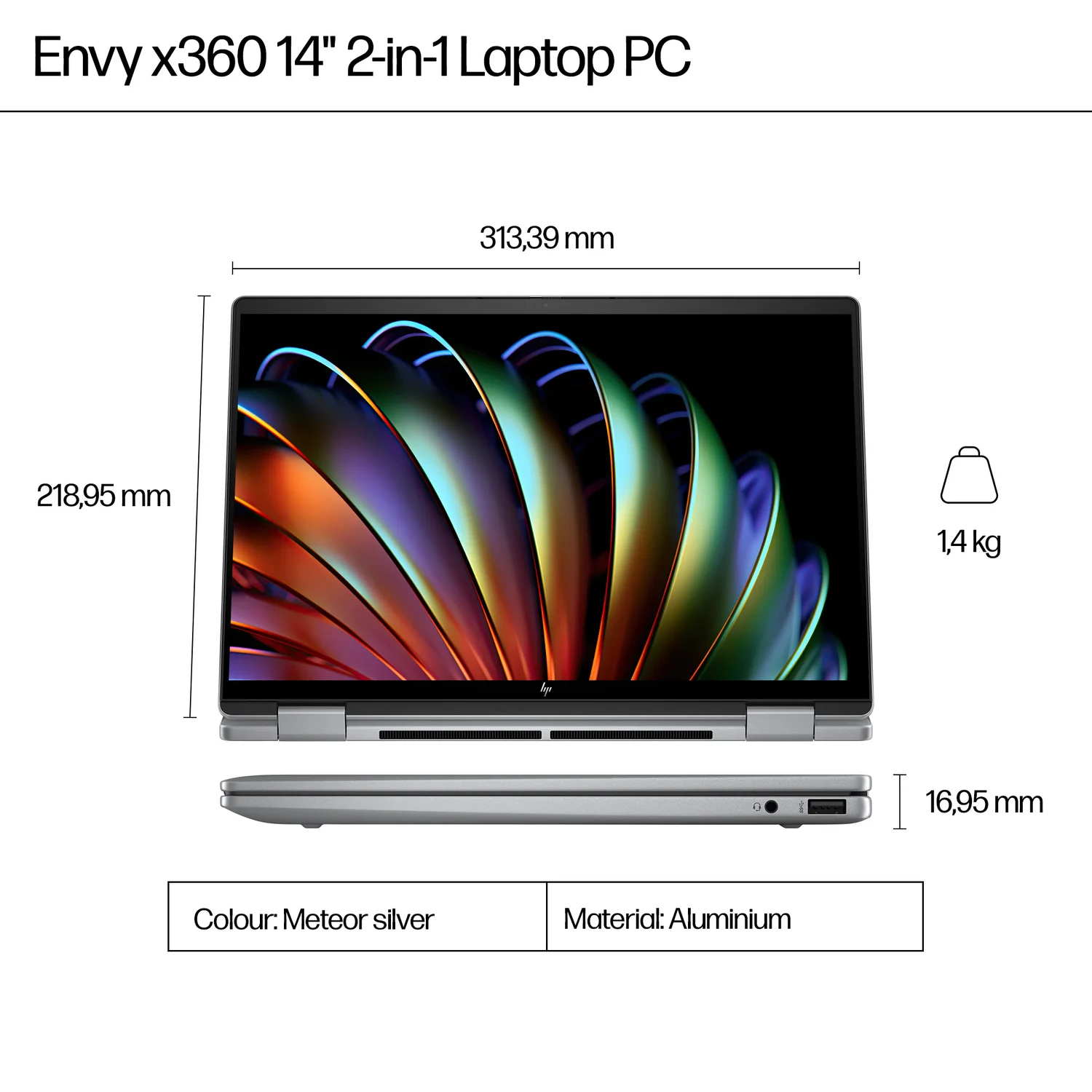 HP Elite x360 Envy x360 14-fa0004na AMD Ryzen™ 5 8640HS Hybrid (2-in-1) 35.6 cm (14") Touchscreen 2K 16 GB LPDDR5-SDRAM 512 GB SSD Wi-Fi 6E (802.11ax) Windows 11 Home AI PC Silver - image 8