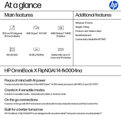 HP OmniBook X FlipNGAI 14-fk0004na Copilot+ PC AMD Ryzen AI 5 340 Hybrid (2-in-1) 35.6 cm (14