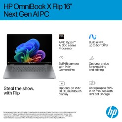 HP OmniBook X Flip 16-ar0004na Copilot+ PC AMD Ryzen AI 5 340 Hybrid (2-in-1) 40.6 cm (16
