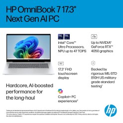 HP OmniBook 7 17-dc0000na Copilot+ PC Intel Core Ultra 7 258V Laptop 43.9 cm (17.3
