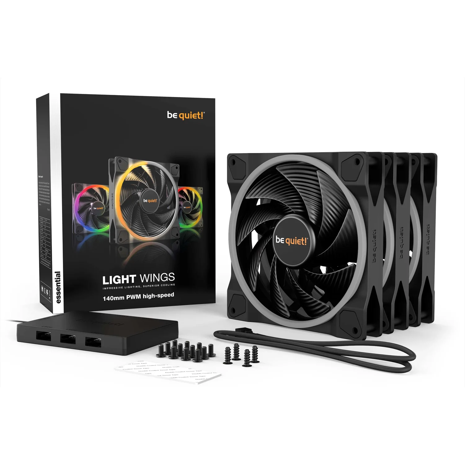 Bequiet be quiet! Light Wings 140mm ARGB PWM High Speed Fan Black 3 Pack - image 6