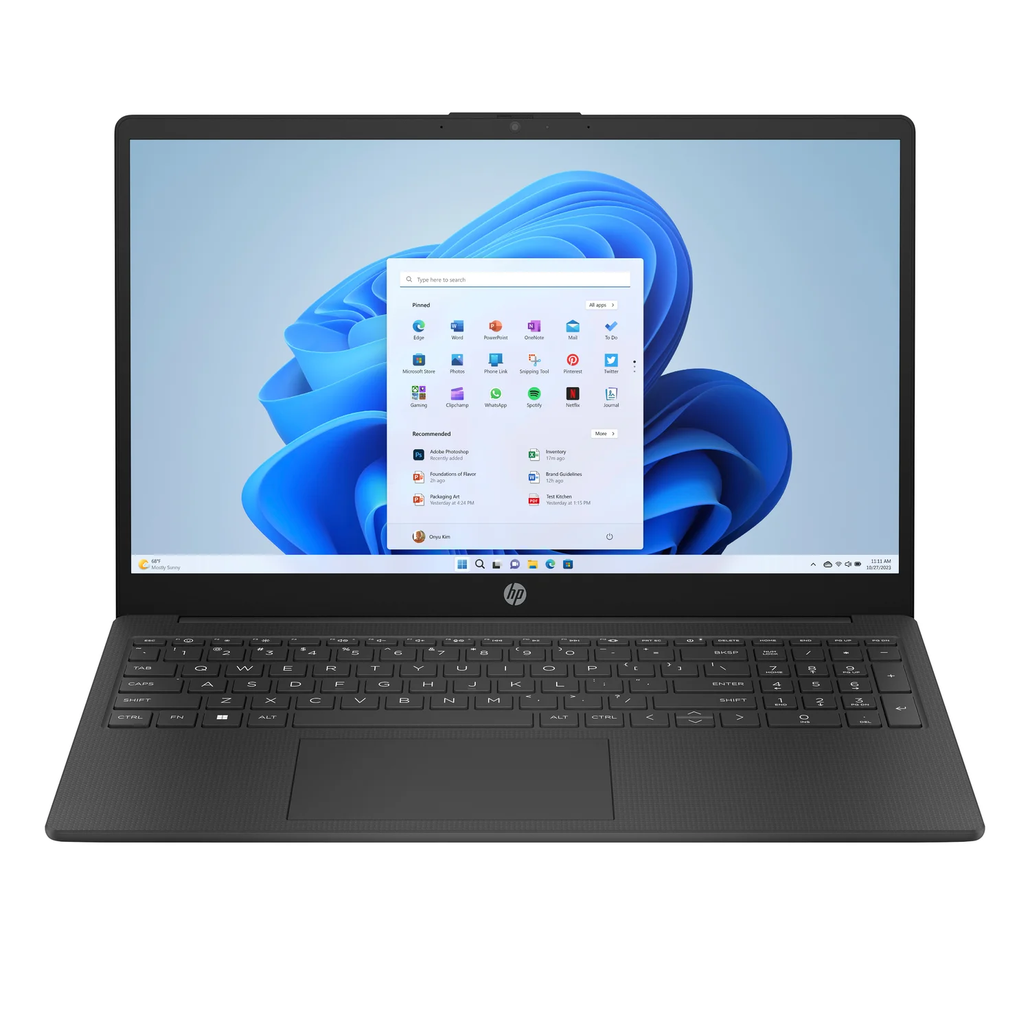 HP 15-fd0070na Intel® N N100 Laptop 39.6 cm (15.6") Full HD 8 GB DDR4-SDRAM 128 GB UFS Wi-Fi 6 (802.11ax) Windows 11 Home in S mode Black