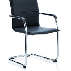 Echo Medium Back Leather Cantilever Visitor Chair with Arms - image 3