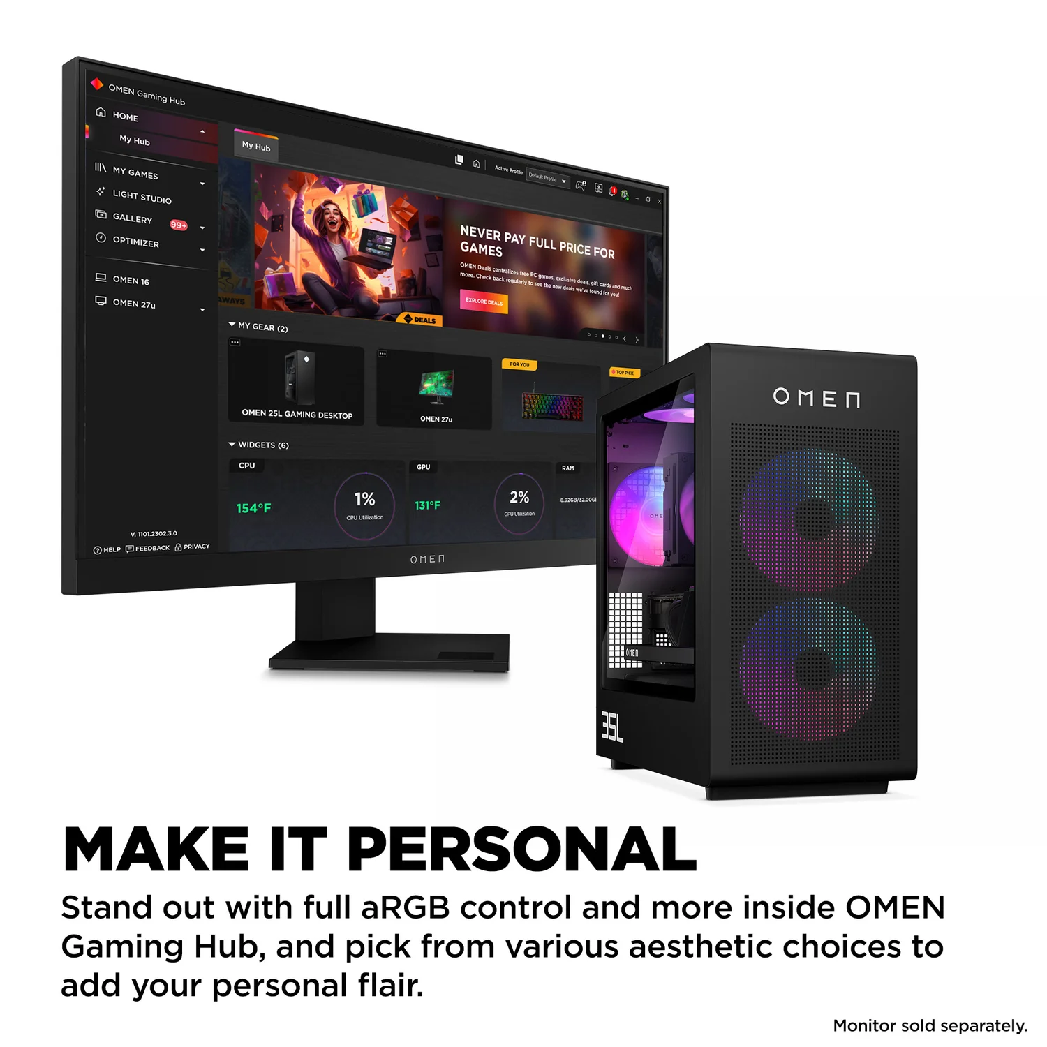 HP OMEN 35L Gaming GT16-0038na AMD Ryzen™ 7 8700F 32 GB DDR5-SDRAM 1 TB SSD NVIDIA GeForce RTX 5060 Ti Windows 11 Home Tower PC AI PC Black - image 6