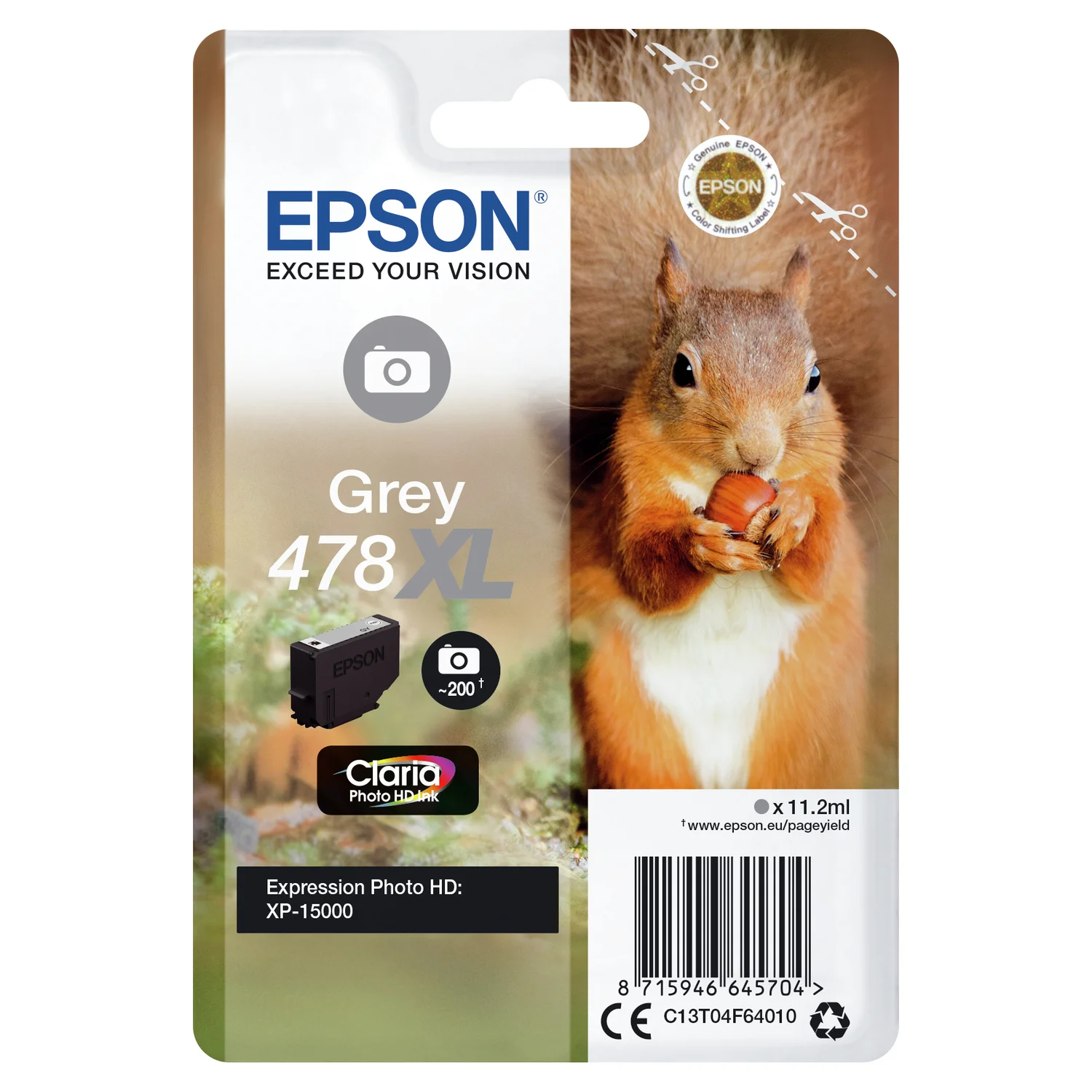 Epson Squirrel Singlepack Grey 478XL Claria Photo HD Ink - image 2