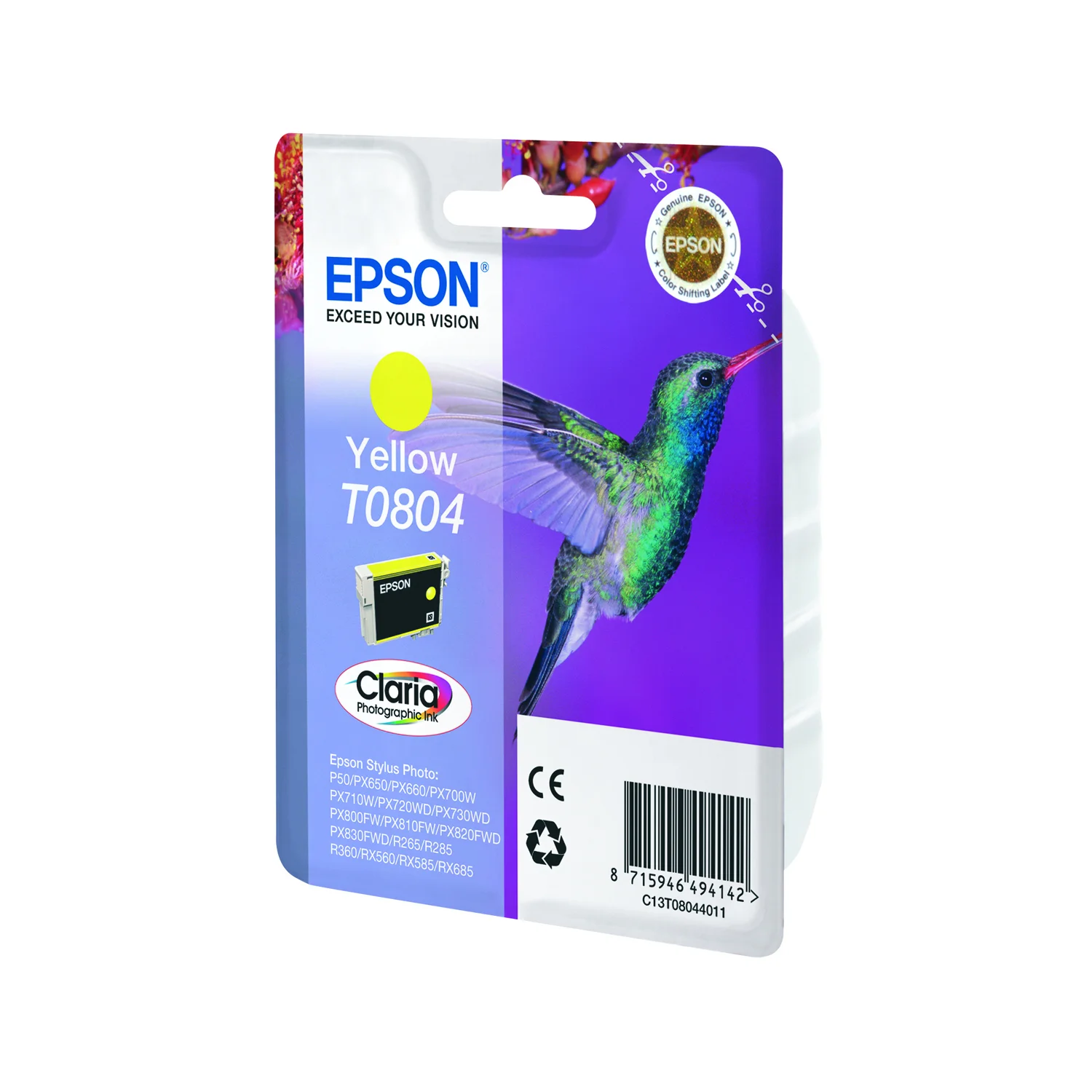 Epson Hummingbird Singlepack Yellow T0804 Claria Photographic Ink - image 2