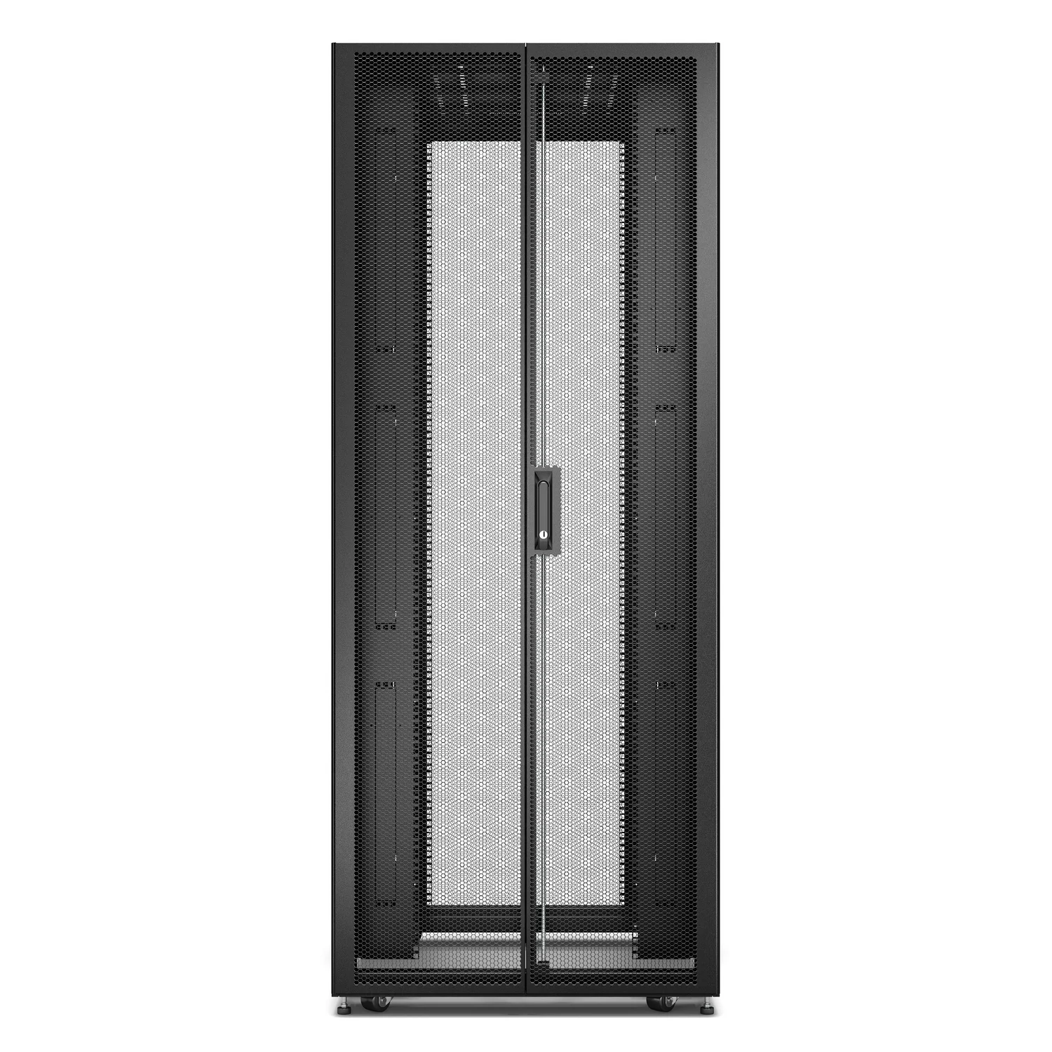 APC Easy Rack, 42U, Black, With Roof, Castors, Feet, 4 Brackets, and Side Panels, No Bottom, 1991H x 800W x 1100D mm