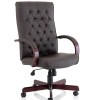 Chesterfield High Back Leather Executive Office Chair with Arms