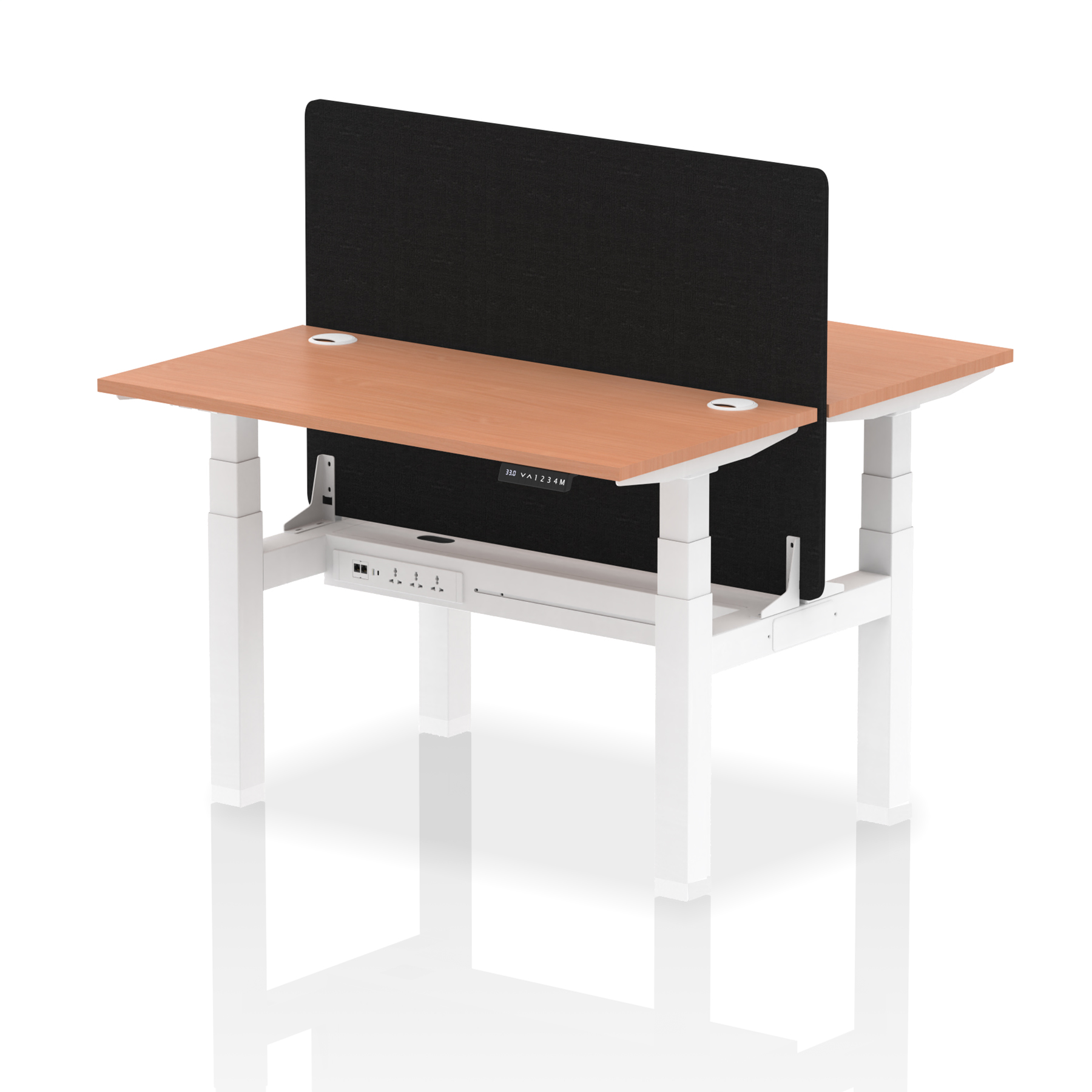 Air Back-to-Back Slimline Height Adjustable Bench Desk - 2 Person with Black Straight Screen - image 3